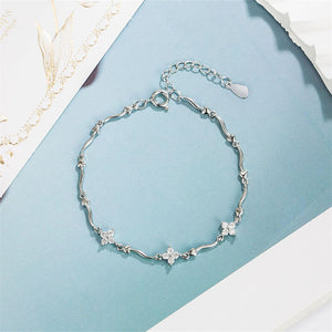 Four Leaf Clover Heart Chain Bracelet
