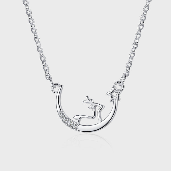 Moon Deer Pendant Necklace