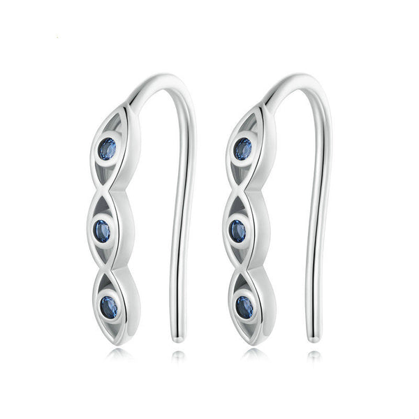Blue Evil Eye Hook Earrings