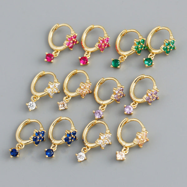 Color Flower Hoop Earrings