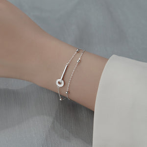 Ring Bead Double Chain Stacking Bracelet