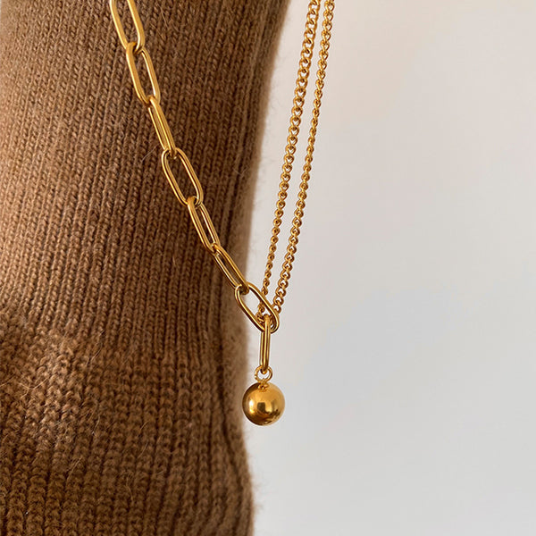 Gold Round Ball Layered Necklace
