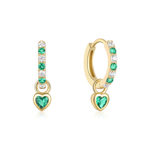 Dainty Heart Drop Hoop Earrings