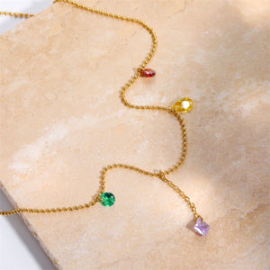 Collana con ciondolo in pietra preziosa color arcobaleno