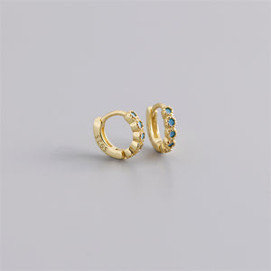 Blue Gemstone Boho Huggie Hoop Earring