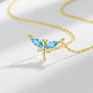 Small Blue Dragonfly Pendant Necklace