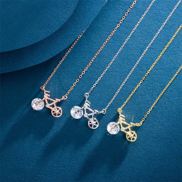 Dainty Bicycle Pendant Necklace