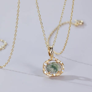 Nature Moss Agate Pendant Necklace
