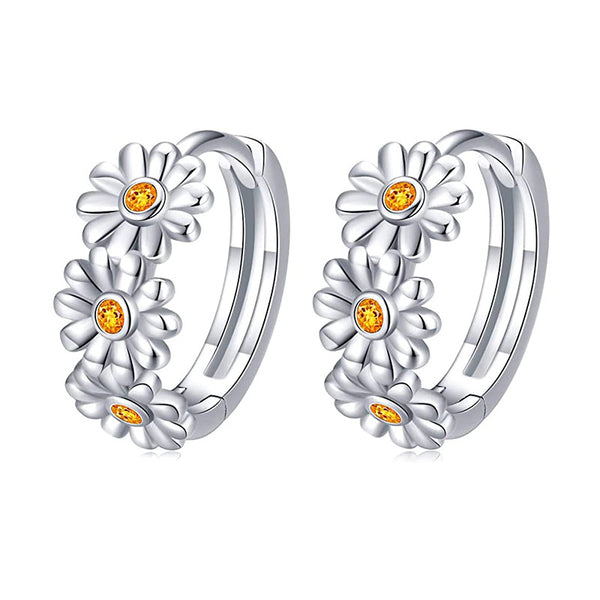 Daisy Flower Hoop Earrings