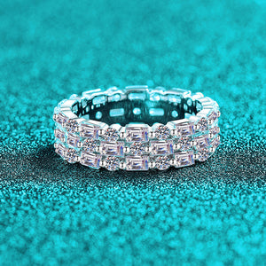 Baguette Round Moissanite Cluster Ring