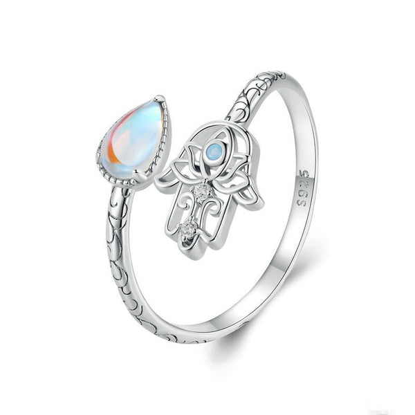 Opal Hamsa Hand Ring