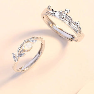 Little Prince Rose Flower Couple Ring