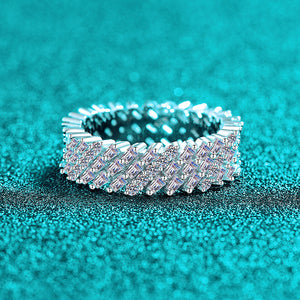 Multi Cut Moissanite Cluster Eternity Ring