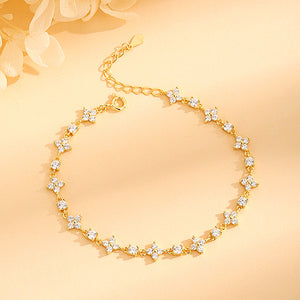 Dainty Four Leaf Clover Charm Bracelet