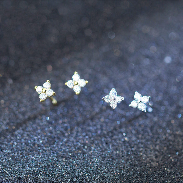 Four-Petal Flower Stud Earrings