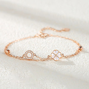 Four Leaf Clover Double Chain Bracelet