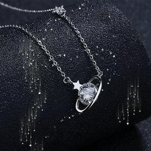 Planet Saturn Star Charm Pendant Necklace