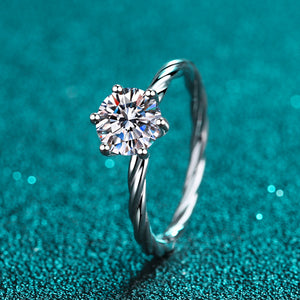 Solitaire Moissanite Twisted Engagement Ring