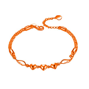 Three Heart Angel Wing Charm Bracelet