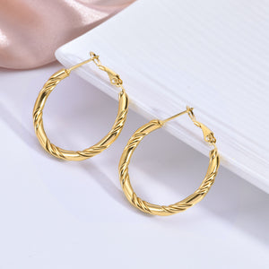 Twist Spiral Huggie Hoop Statement Earrings