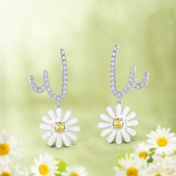 Daisy Flower Drop Earrings
