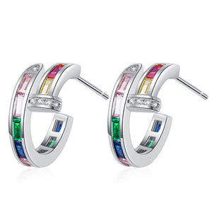 Rainbow LGBTQ Pride Half Hoop Earrings