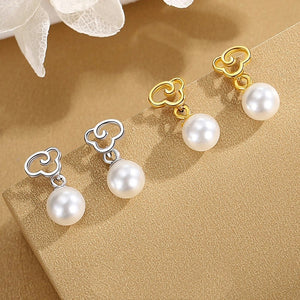 Dainty Pearl Cloud Drop Stud Earrings