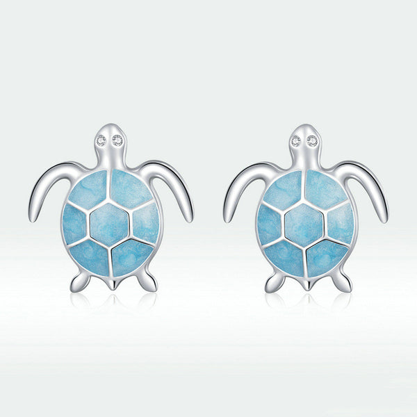 Blue Sea Turtle Stud Earrings