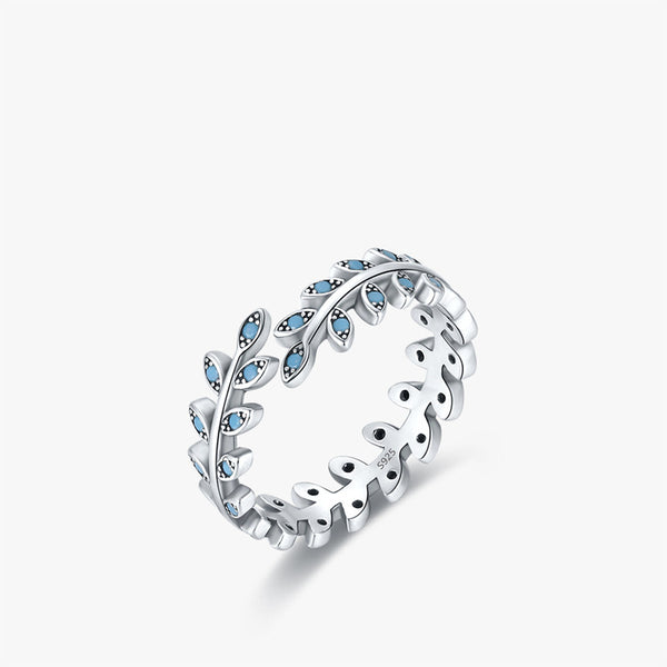 Silver Turquoise Leaf Ring