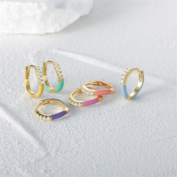 Colored Enamel Hoop Earrings