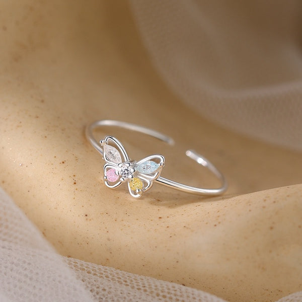 Dainty Colorful Butterfly Ring
