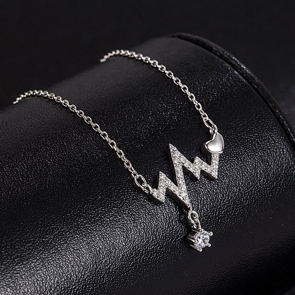 Silver Heartbeat Pendant Necklace
