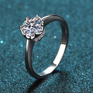 Solitaire Round Moissanite Engagement Ring