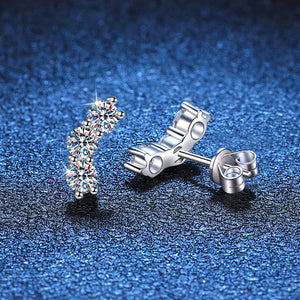 Moissanite Crawler Wedding Stud Earrings
