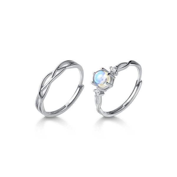 Silver Glaze Couple Matching Ring