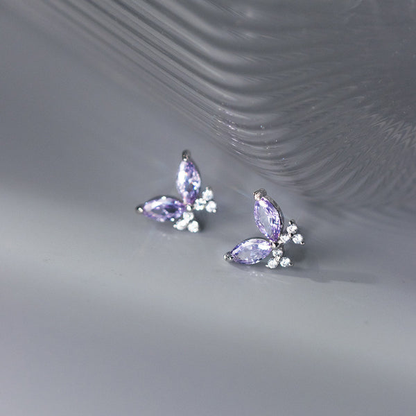Purple Butterfly Stud Earrings