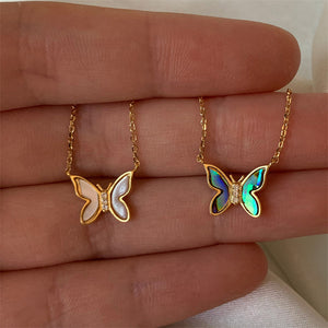 Mother Of Pearl Butterfly Charm Necklace