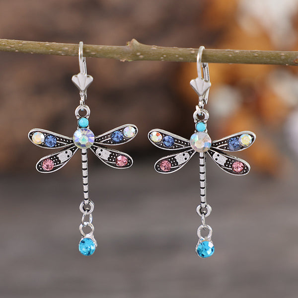 Colorful Dragonfly Drop Earrings