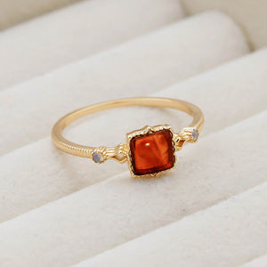 Vintage Square Amber Statement Cocktail Ring