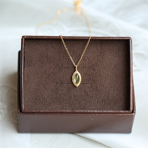 Vintage Marquise Peridot Leaf Necklace