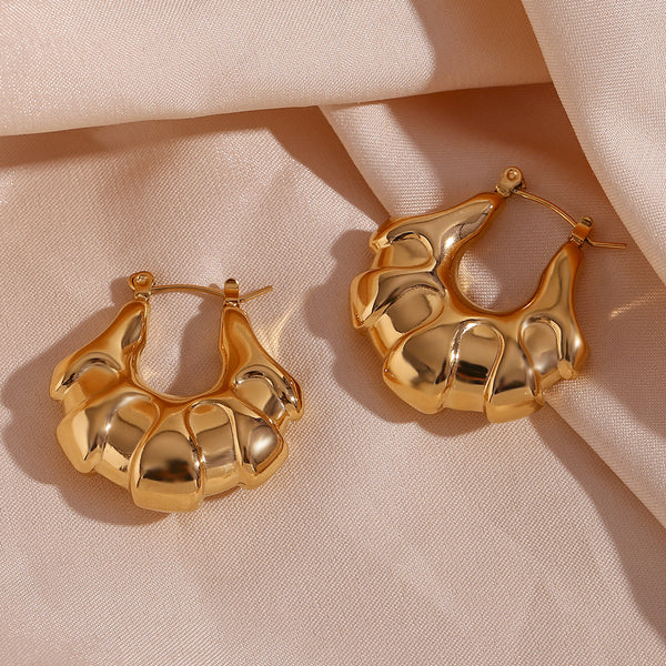 Gold C-Shape Hoop Earrings