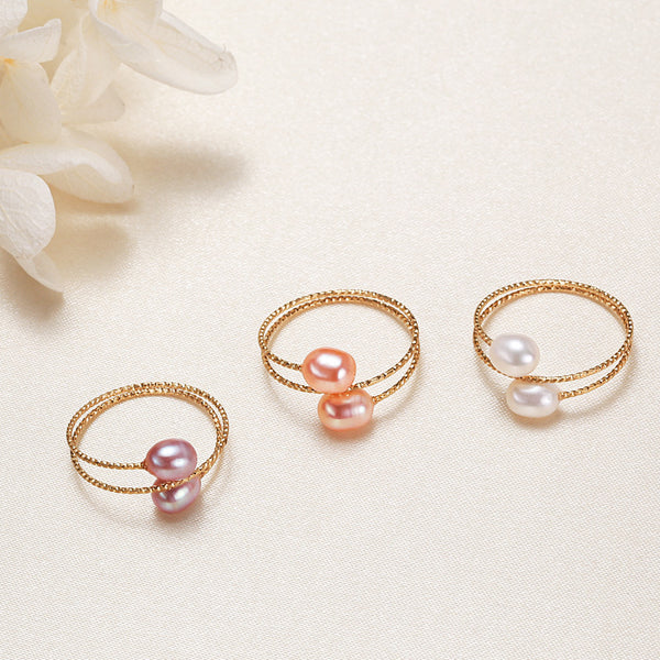 Double Pearl Stackable Ring