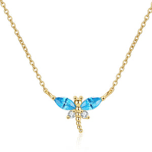 Small Blue Dragonfly Pendant Necklace
