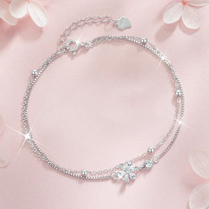 Bracelet double chaîne en fleur de cerisier