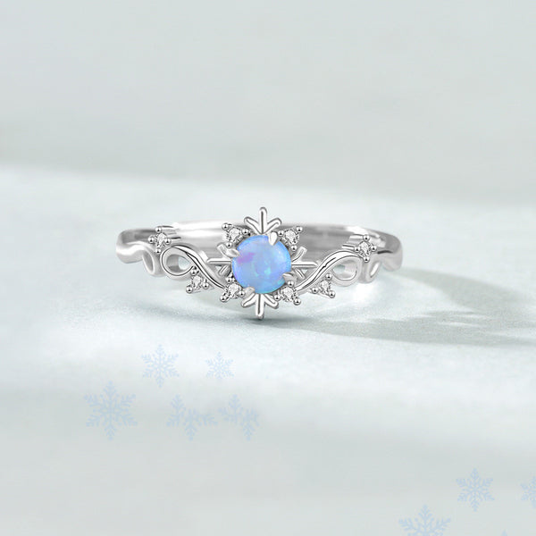 Silver Opal Snowflake Ring