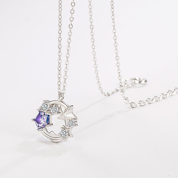 Shooting Star Circle Charm Necklace