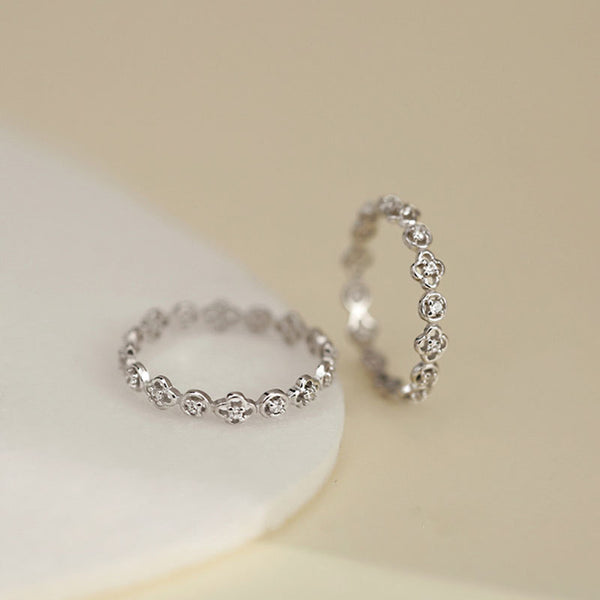 Silver Four Leaf Clover Ring