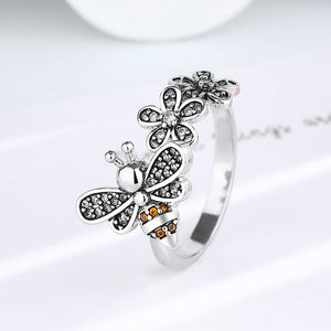 Anneau anti-anxiété en forme d'abeille et de fleur