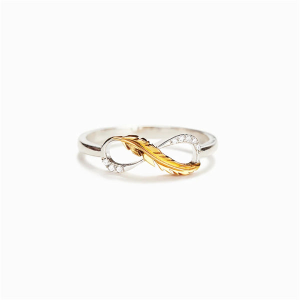 Gold Feather Mobius Ring