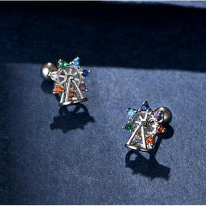 Color Ferris Wheel Screw Back Stud Earrings